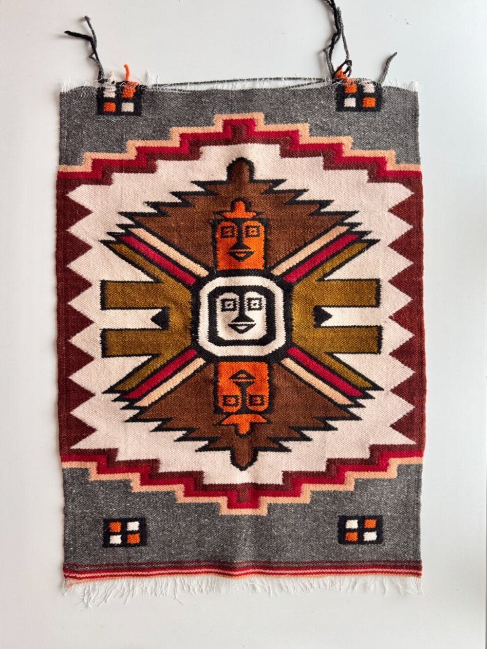 Vintage South American Colombian Wool 41" x 28" Woven Tapestry